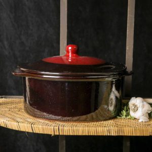 Large Red Olla with Lid