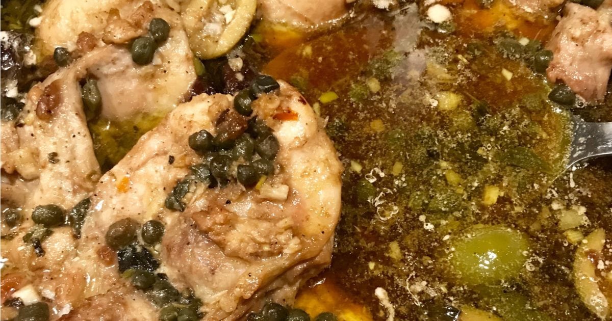 Baked chicken marvella with visible capers