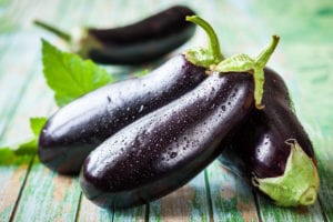 Four eggplants